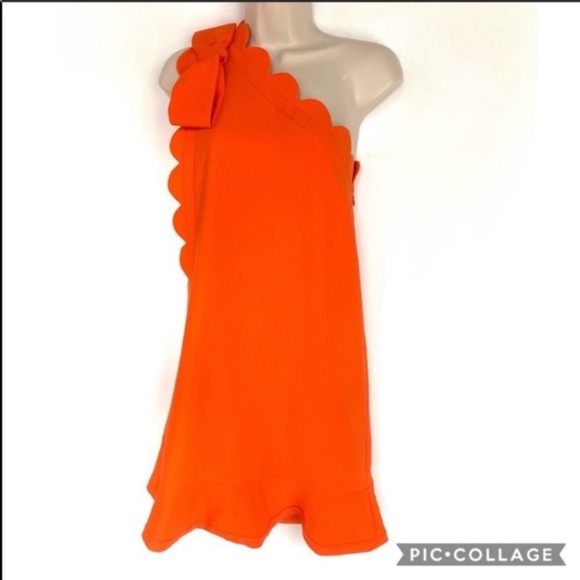 Victoria Beckham one shoulder scallop trim dress S - Picture 4 of 12